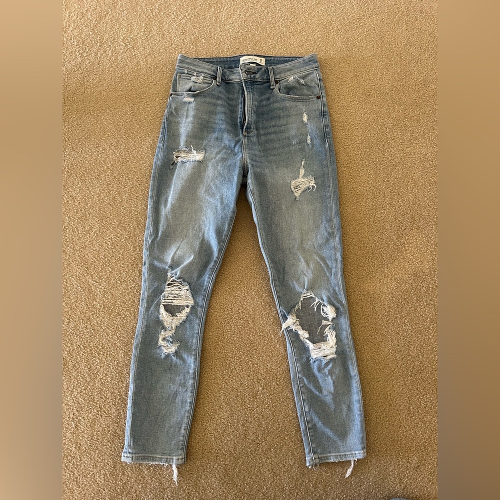 Abercrombie and Fitch Curve Love High Rise Super Skinny Ankle Jeans - Light Wash